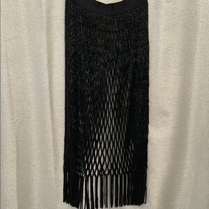 Elegant Black Fringe Skirt